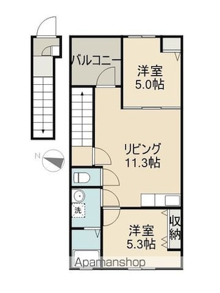 ガーデンヒルズ田村町　Ａ棟[2LDK/56.85m2]の間取図