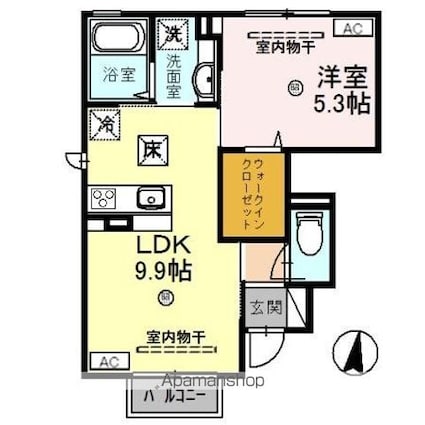 プラシード・メゾン[1LDK/36.58m2]の間取図