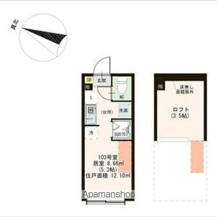 ソレイユテラス東十条[1R/12.1m2]の間取図