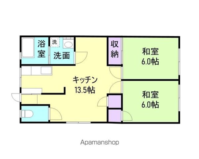 あすなろ荘[2LDK/58.32m2]の間取図