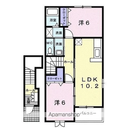 香川県高松市西山崎町[2LDK/57.02m2]の間取図