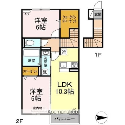 リバーノース[2LDK/57.09m2]の間取図