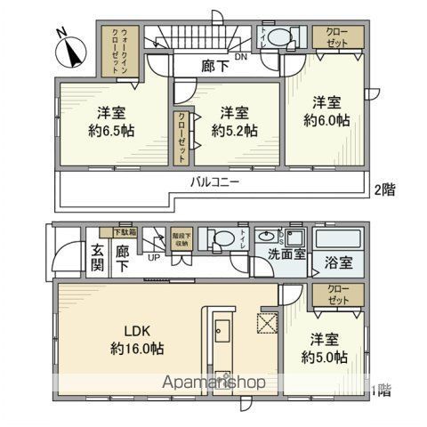 名鉄犬山線 大山寺駅 徒歩24分 2階建 築6年の間取り写真