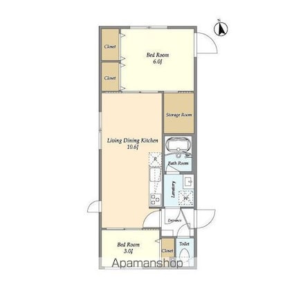 東京都杉並区和泉３丁目[2SLDK/46.44m2]の間取図