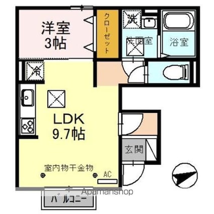 アスコット[1LDK/33.69m2]の間取図