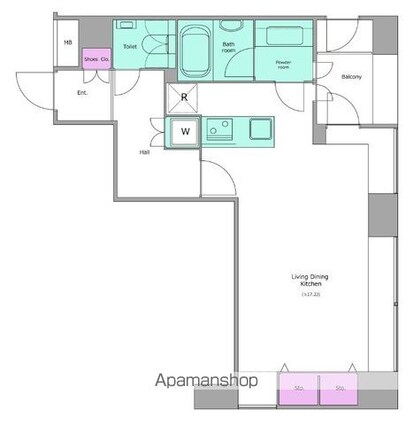 レジディアタワー麻布十番[1R/43.93m2]の間取図