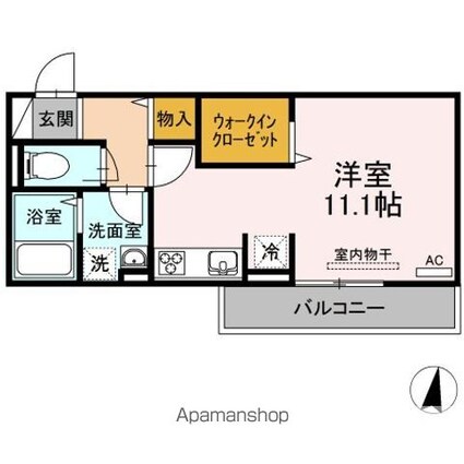 プレンティー新徳田[1R/31.87m2]の間取図