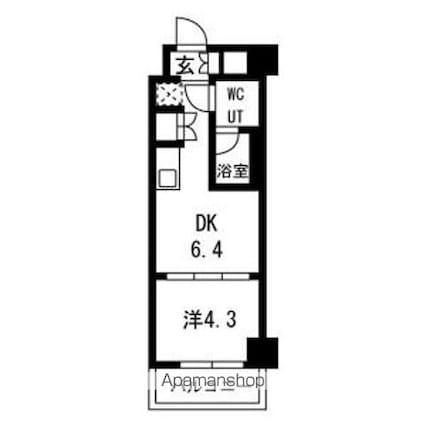 スパシエ幡ヶ谷[1DK/25.5m2]の間取図