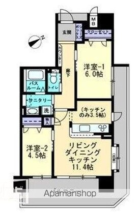 アルファライフ松島[2LDK/54.68m2]の間取図