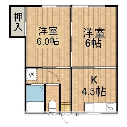 代田コーポ[2K/38.83m2]の間取図