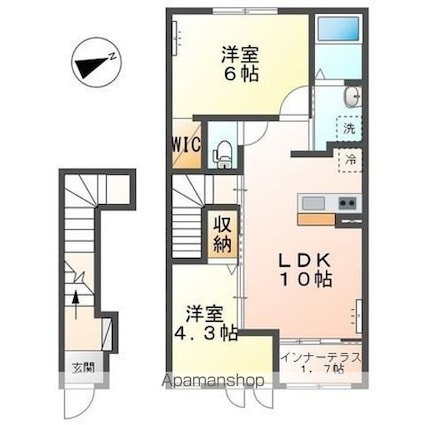 Ｂーブロッサム[2LDK/53.9m2]の間取図