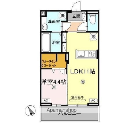 Ｊ．リヴェール高松西宝町　Ｂ棟[1LDK/41.29m2]の間取図