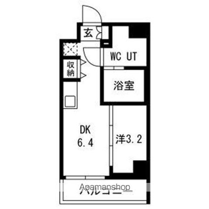 スパシエ幡ヶ谷[1DK/25.65m2]の間取図