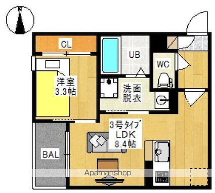 ＲＥＧＡＬＥＳＴ　西崎Ⅲ（レガリスト　ニシザキスリー）[1LDK/30.91m2]の間取図