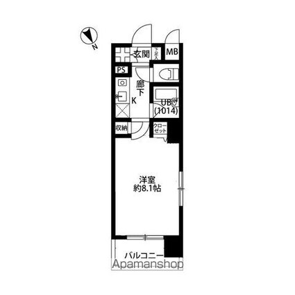 プレール・ドゥーク巣鴨[1K/23.51m2]の間取図