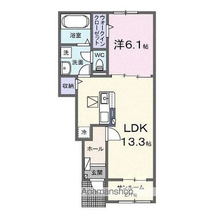 ベルエア国分寺Ｅ[1LDK/50.05m2]の間取図