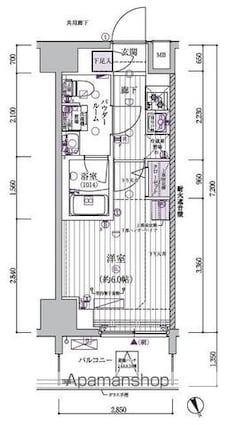 メインステージ立川Ⅵ[1K/20.52m2]の間取図