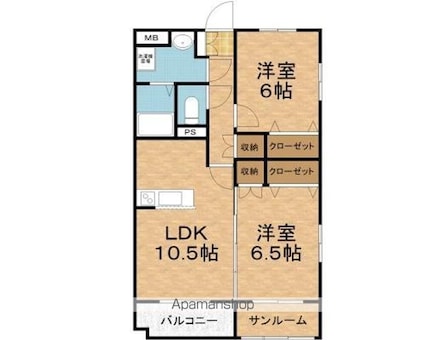 プラスパ[2LDK/58.87m2]の間取図