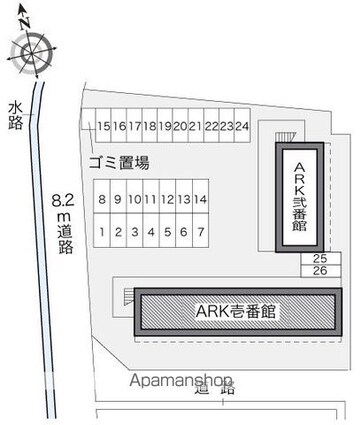 レオパレスＡＲＫ壱番館[1K/20.28m2]の配置図