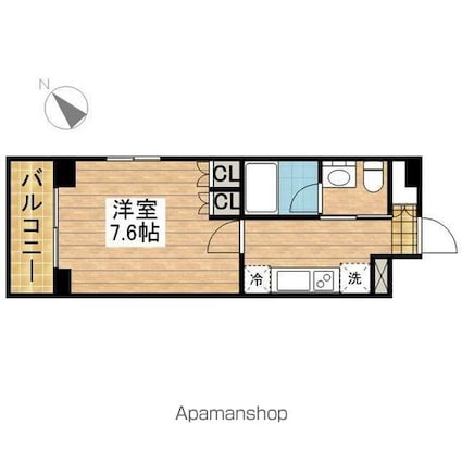 プラウドフラット仙川Ⅱ[1K/24.58m2]の間取図