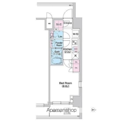 コンフォリア世田谷上馬[1K/25.73m2]の間取図