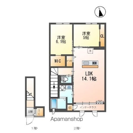 クラポティ新涯[2LDK/66.51m2]の間取図