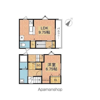 滋賀県大津市大将軍３丁目[1LDK/42.93m2]の間取図