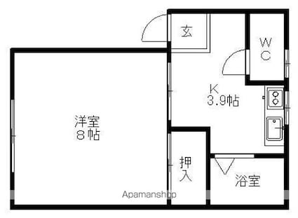 アレーズ[1K/20m2]の間取図