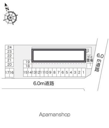 レオパレスらいちょう[1K/23.18m2]の配置図