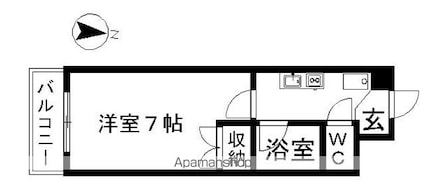 ＳＴＵＤＩＯ　ＳＨＩＲＯＧＡＮＥ[1K/23.8m2]の間取図
