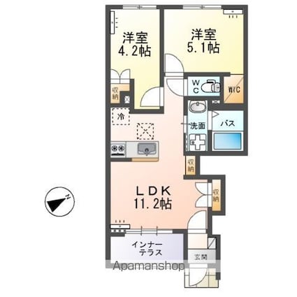 Ｕｒｂａｎ　Ｈｉｌｌｓ（アーバン　ヒルズ）[2LDK/48.66m2]の間取図