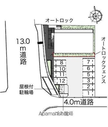 レオネクスト松山インターⅢ[1K/26.08m2]の配置図