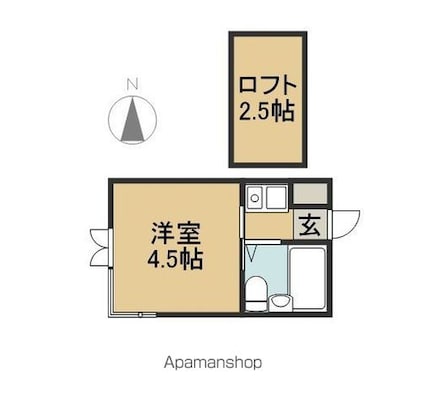 ベルシティ中江[1K/17.32m2]の間取図