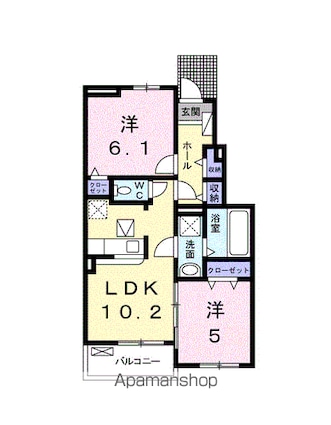 熊本県人吉市西間下町[2LDK/50.17m2]の間取図