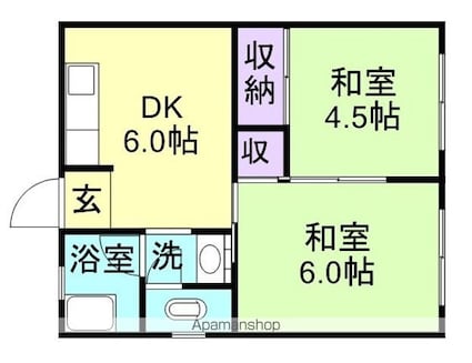 和歌山県和歌山市加太[2DK/40m2]の間取図