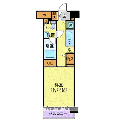 ニューシティアパートメンツ亀戸[1K/27.26m2]の間取図