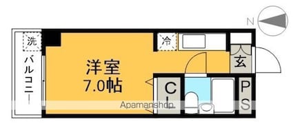 グランリーオ[1K/19.6m2]の間取図