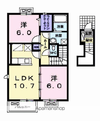 メゾン　コンフォルトＢ[2LDK/57.32m2]の間取図
