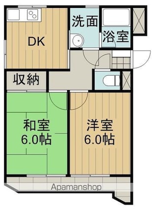 ＬＡ　ＨＯＵＳＥ[2DK/48m2]の間取図