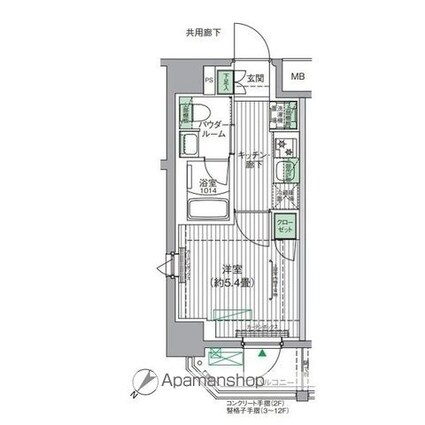 ＢＰＲレジデンス青砥[1K/20.2m2]の間取図
