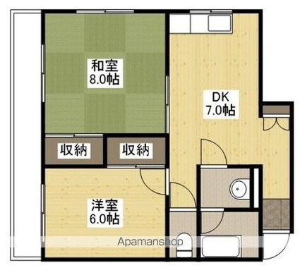 広島県広島市南区翠３丁目[2DK/40m2]の間取図