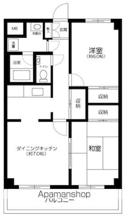 東京都世田谷区祖師谷６丁目[2DK/56.7m2]の間取図