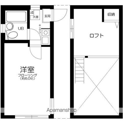 アミューズ鷺宮[1K/16.7m2]の間取図