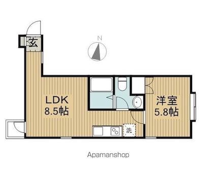 カーサエレガンテヨコヤマ[1LDK/35m2]の間取図