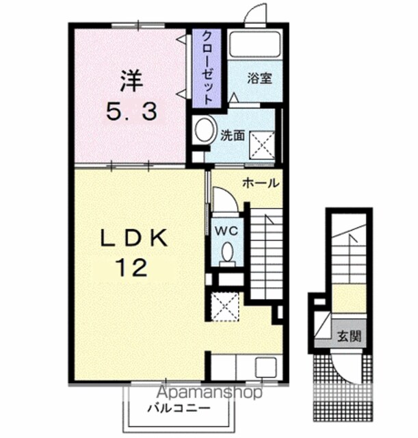 ミルト・ラフレシール[1LDK/43.32m2]の間取図