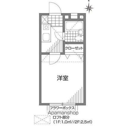 ガウディ７[1K/17.37m2]の間取図