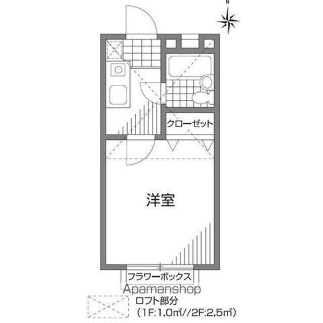 ガウディ７[1K/17.37m2]の間取図