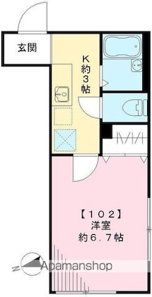 メインチェリー３Ｂ[1K/21.39m2]の間取図