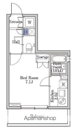 ラクラス学芸大学[1K/22.37m2]の間取図