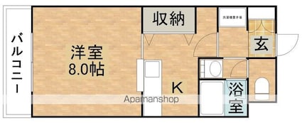 ガーデンクレストⅡ[1R/28.8m2]の間取図